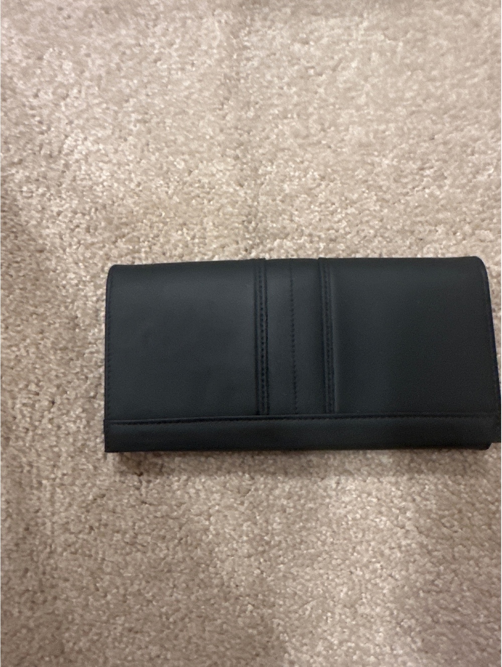 (2)Black Leather Long Wallet with Card Slots and Zippered Coin Compartment